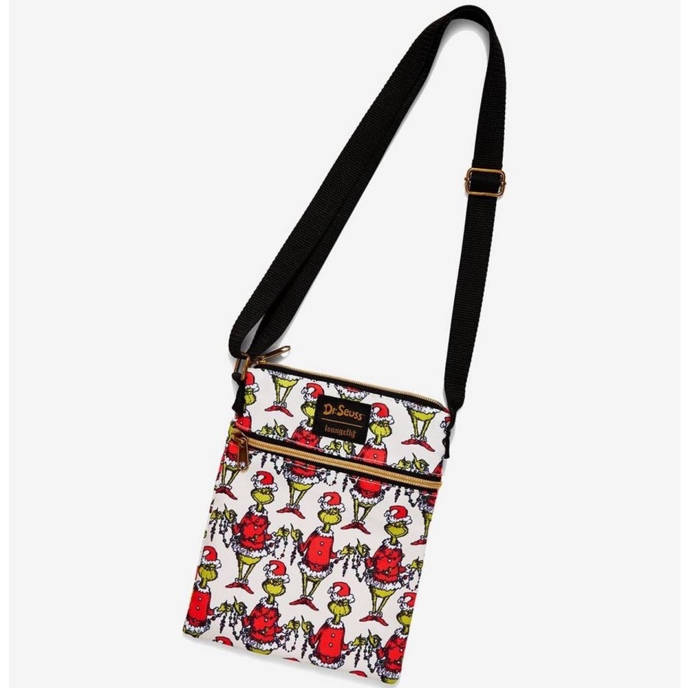 NWT Loungefly How The Grinch Stole Christmas! Grinch Garland Passport Crossbody